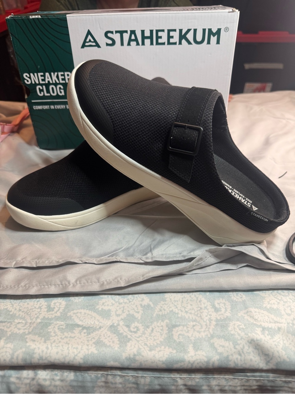 Staheekum Women's Black Slip-On Sneaker Clog